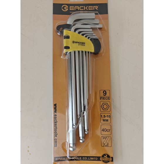 正岳工具_加长球头内六角扳手9件套-易克系列