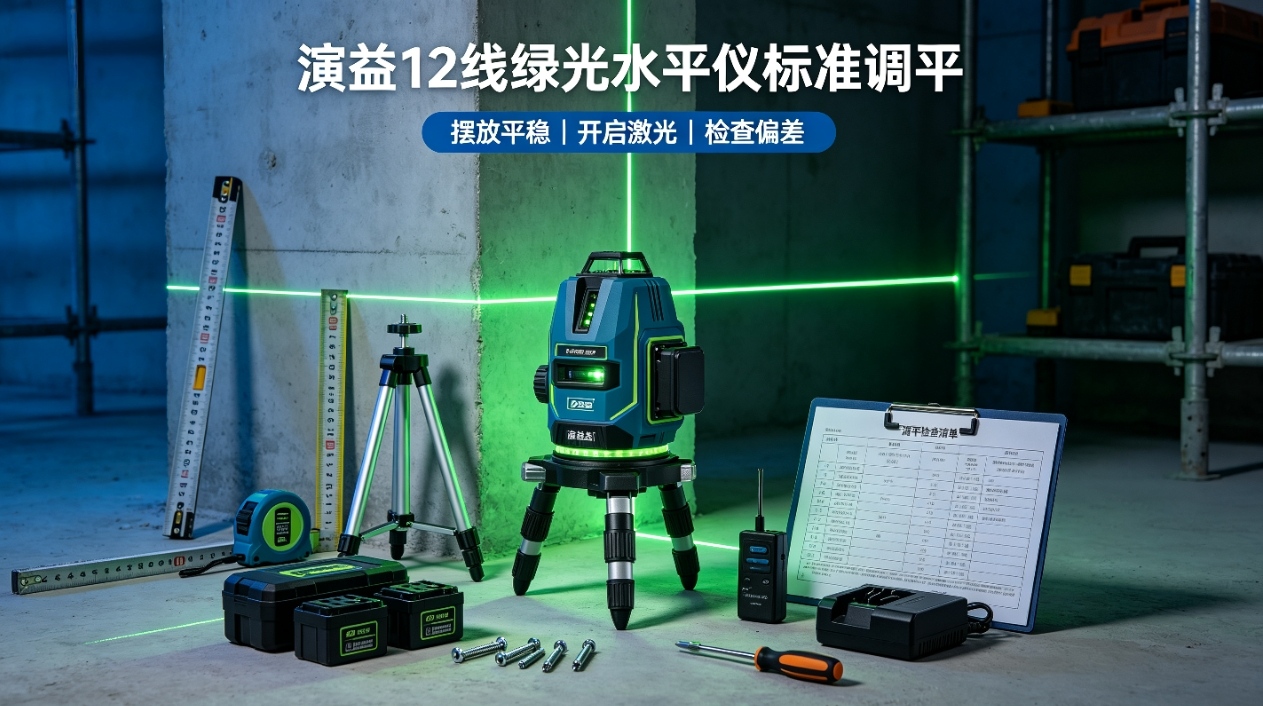 使用方法_演益 12 线绿光水平仪标准调平、施工使用教程