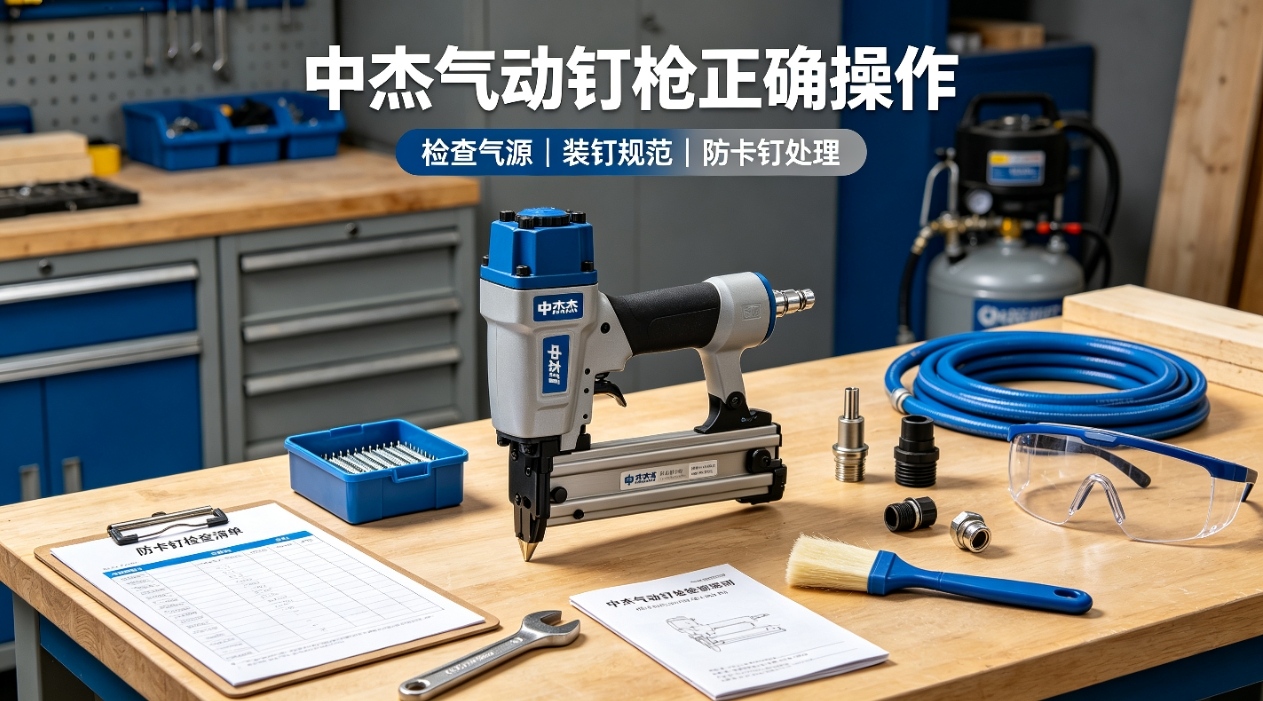 使用方法_中杰气动钉枪正确操作、防卡钉完整使用教程